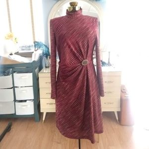 Red and metallic gold dress